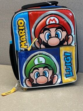 Super Mario Luigi Insulated Lunch Box Kids School Bag Nintendo NWT
